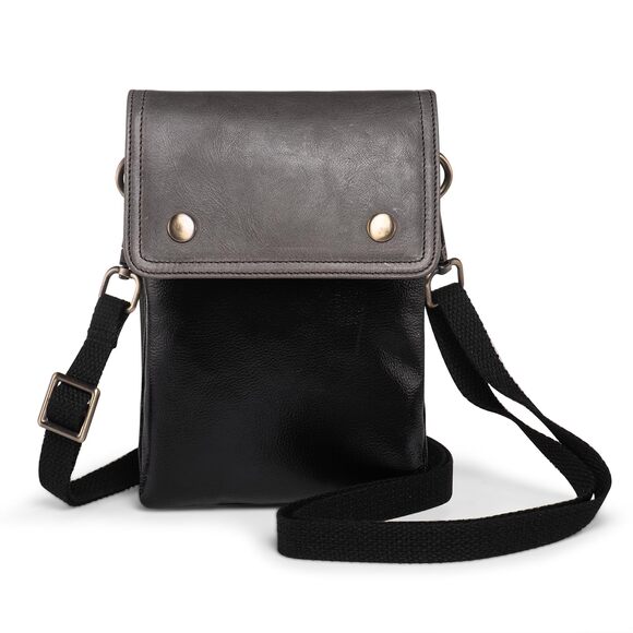 Genuine Leather Crossbody Bag with shoulder and wrist strap - Picture 1 of 5